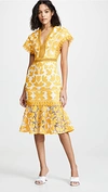 Saylor Kaiya Dress In Mustard/white