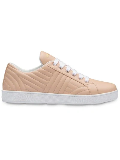 Prada Diagramme Quilted Sneakers In Pink
