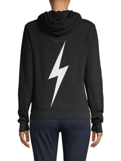 Aviator Nation Bolt Zip-front Graphic Hoodie In Charcoal