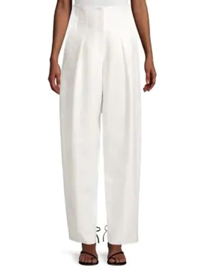 Derek Lam Pleated Carrot Leg Pants In White