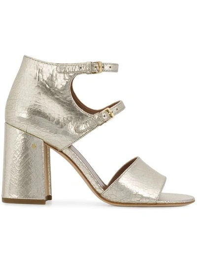 Laurence Dacade Randal Laminated Gold Leather Sandals In Platinum