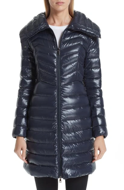 Moncler Faucon Fitted Puffer Coat In Navy