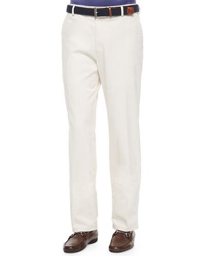 Peter Millar Raleigh Washed-twill Pants, Tan In White | ModeSens