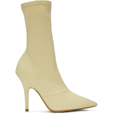 Yeezy Canvas Ankle Boot 110mm Heel In Chalk In Neutrals