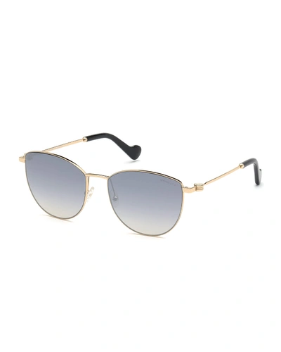 Moncler Mirrored Metal Butterfly Sunglasses In Gold/gray