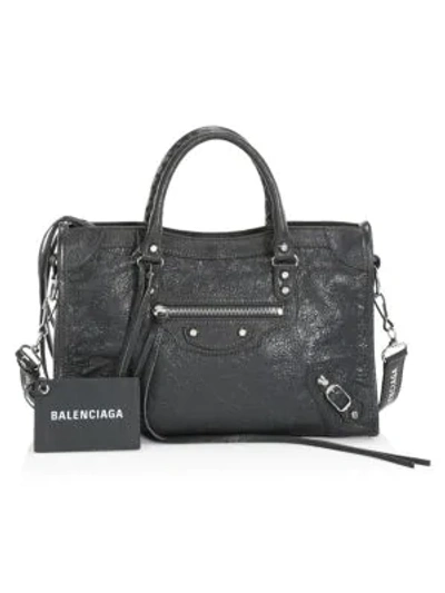 Balenciaga Small Classic City Leather Satchel In Noir