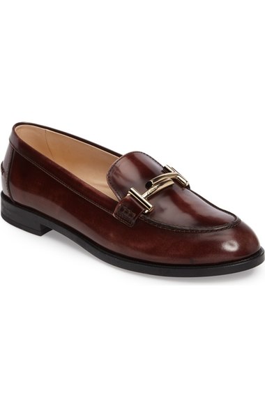 Tod's 'double T' Loafer (women) In Burgundy | ModeSens