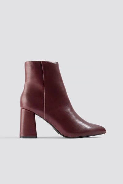 Na-kd Basic Block Heel Booties Red In Burgundy