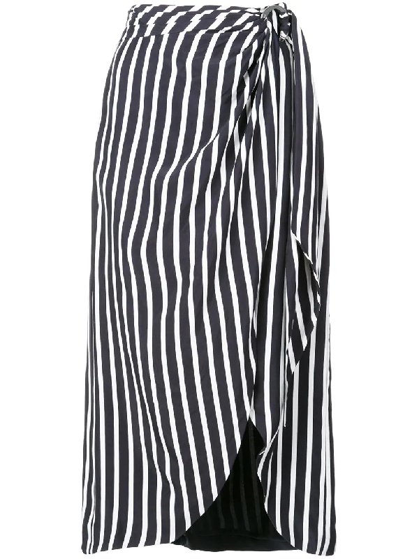 Jonathan Simkhai Multimedia Striped Cupro Midi Wrap Skirt In Midnight ...