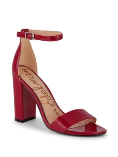 Sam Edelman Yaro Patent Block-heel Sandals In Cherry