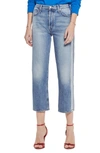 Mother Thrasher Metallic-stripe Cropped Straight-leg Jeans In Striped Wicked