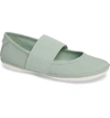 Camper Right Nina Flat In Lt/ Pastel Green Leather