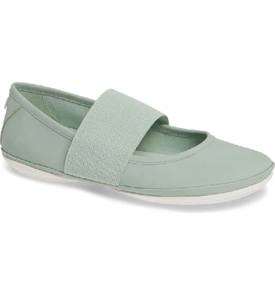 Camper Right Nina Flat In Lt/ Pastel Green Leather