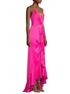 Jay Godfrey Elsie Ruffle Front Gown In Bright Fuchsia