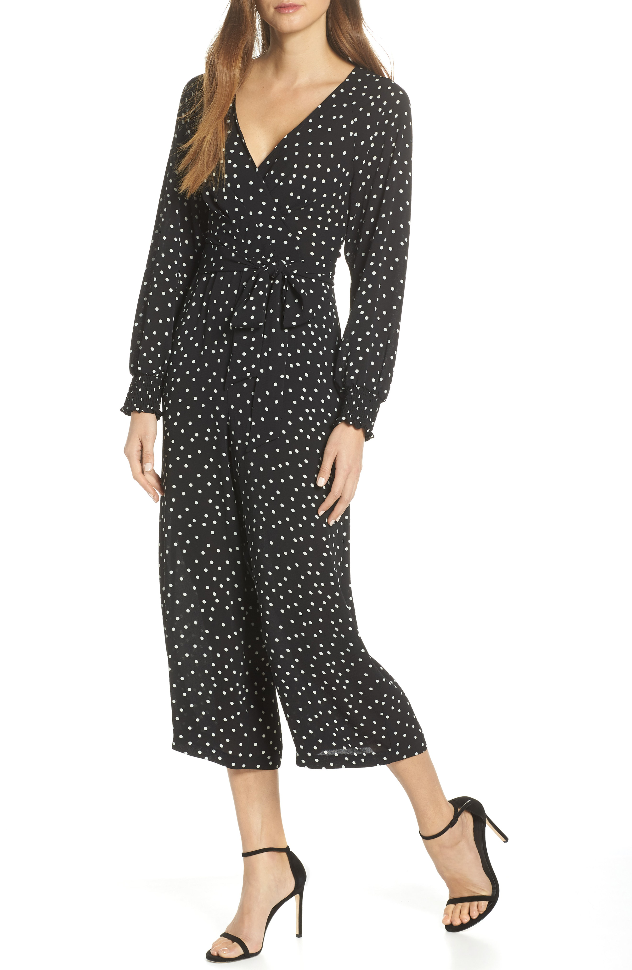 eliza j black and white jumpsuit