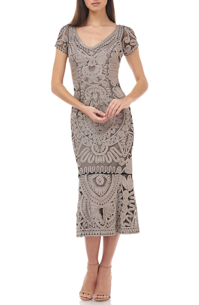 Js Collections Soutache Trumpet Dress In Clay