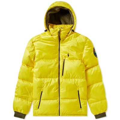 Polo Ralph Lauren Hooded Down Jacket In Yellow