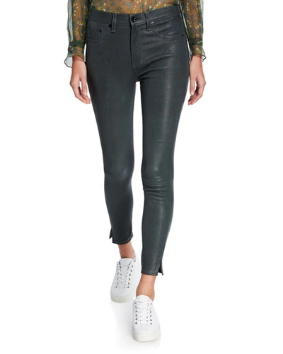 Rag & Bone High-rise Ankle Skinny Leather Pants In Gray