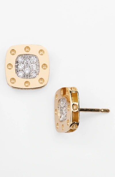 Roberto Coin 18k Yellow And White Gold Square Pois Moi Earrings With Diamonds, 0.24 Ct. T.w. In Yellow Gold