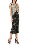 Js Collections Soutache Lace Midi Dress In Silver/ Gunmetal