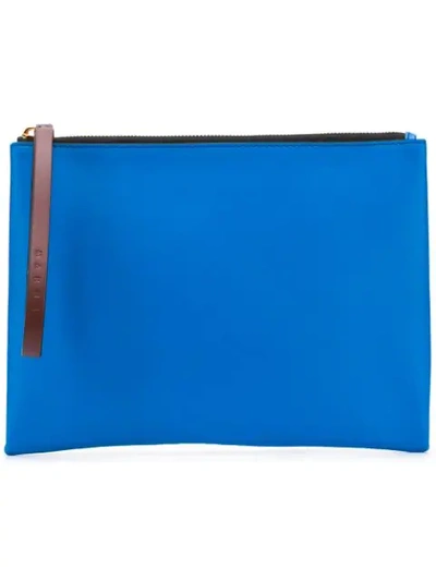Marni Pochette Color-block Leather Wristlet In Blue
