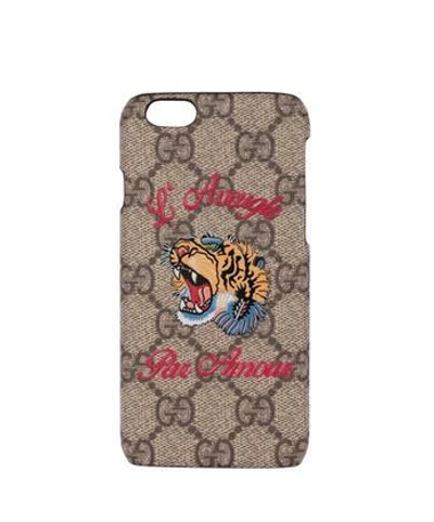 Gucci L'aveugle Par Amour Gg Tiger Iphone 7 Case In Taupe