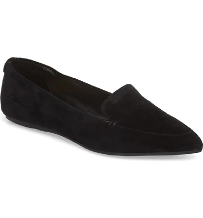 Taryn Rose Faye Suede Flat Loafers In Black Suede