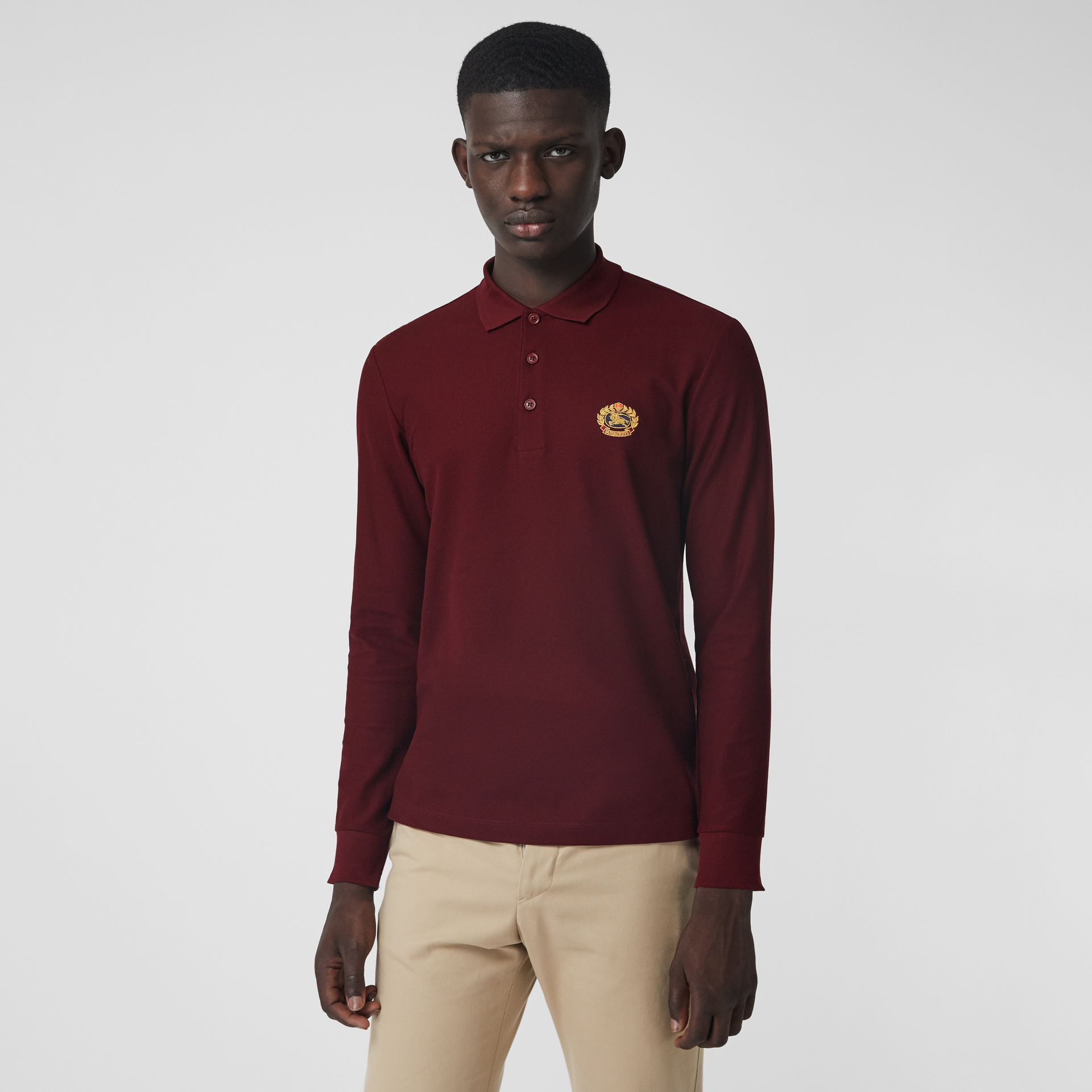 burgundy burberry polo shirt