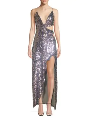 For Love & Lemons Showtime Sequined Cutout Gown In Sparkle | ModeSens