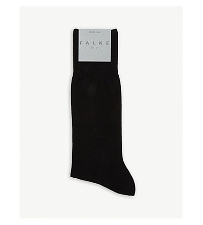 Falke No. 6 Wool And Silk-blend Socks In Black