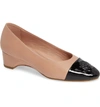 Taryn Rose Babe Patent-capped Leather Ballet Pumps In Seashell/ Black Leather