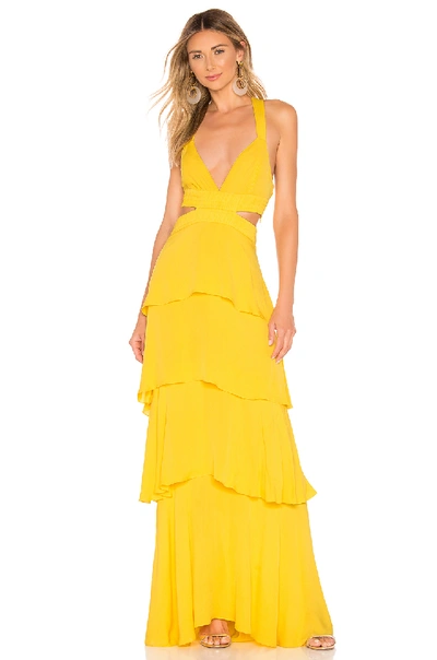 A.l.c Lita Silk Tiered Ruffle Maxi Dress In Yellow