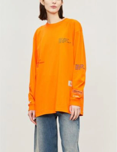 Heron Preston X Carhartt Logo-print Cotton-jersey Top In Orange