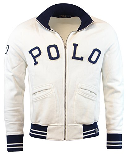 Polo Ralph Lauren Men's Fleece Full Zip Varsity Jacket In White/navy ...