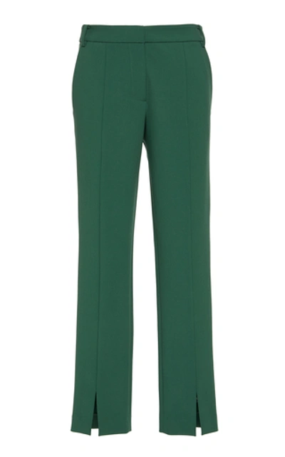 Tibi Anson Crepe Slim Fit Pants In Green