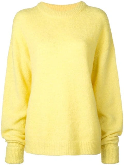 Tibi Airy Spliced Sleeve Alpaca Sweater In Yellow