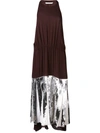Tibi Claude Sequin Panel Halterneck Dress In Brown