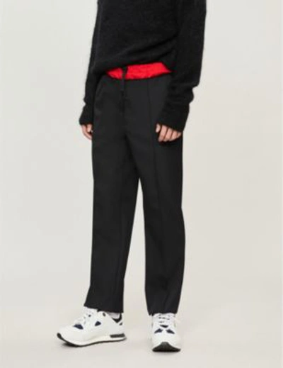 Maison Margiela Satin-trimmed Regular-fit Straight Woven Trousers In Black