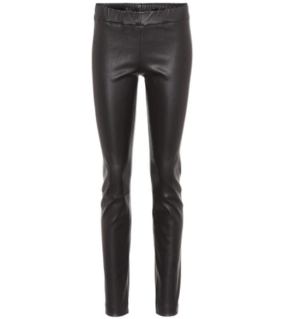 The Row Moto Stretch-leather Leggings In Black