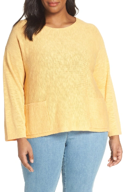 Eileen Fisher Plus Size Linen-cotton Sweater In Cantaloupe