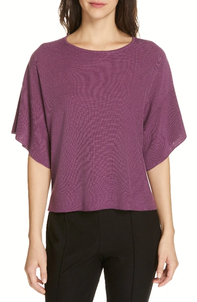 Eileen Fisher Plus Size Bateau-neck Elbow-sleeve Sweater In Currant
