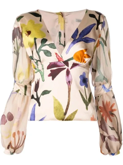 Silvia Tcherassi Floral Print Blouse In Neutrals