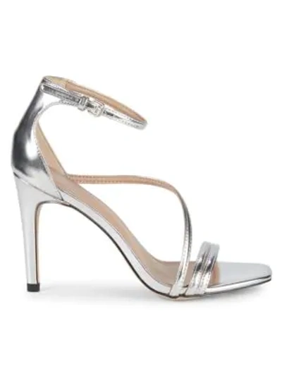 Bcbgeneration Isabel Metallic Stiletto-heel Sandals In Silver
