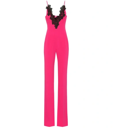 David Koma Macramé-trimmed Cady Jumpsuit In Pink