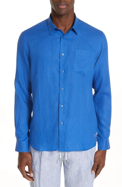 Vilebrequin Linen Sport Shirt In Blue 2