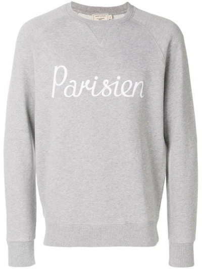 Maison Kitsuné Printed Mélange Loopback Cotton-jersey Weatshirt - Gray In Grey