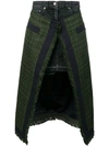 Sacai Paneled Asymmetric Canvas-trimmed Tweed And Denim Skirt In Black