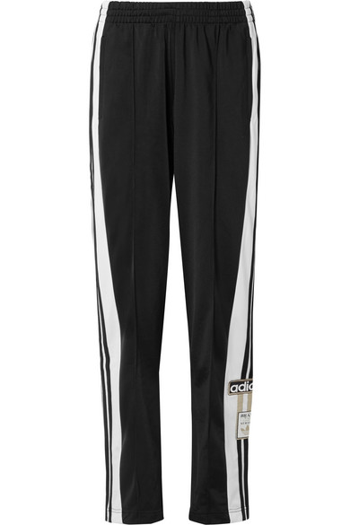 Adidas Originals Adibreak Striped Satin-Jersey Track Pants In Black ...