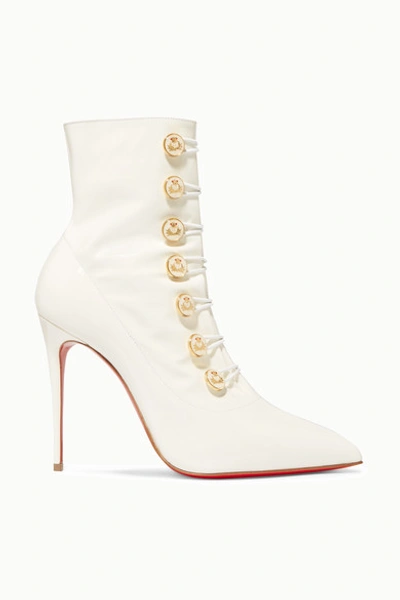 Christian Louboutin Liossima 100 Patent-leather Ankle Boots In White