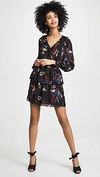 Joie Nour Floral Tiered Ruffle Silk A-line Dress In Caviar